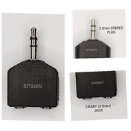 RB BABY (3.5mm) STEREO PLUG TO 2 BABY (3.5mm) STEREO JACK (A108) RB
