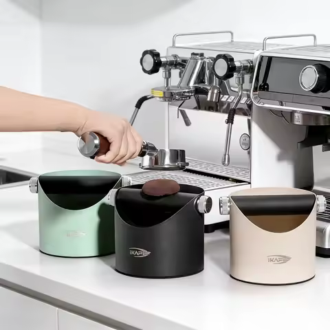 IKAPE Espresso Knock Box , Premium Coffee Knock Box, Space-Saving Coffee Dump Bin, Non-Slip Base for