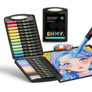 ENMY Water-Based Direct-Flow Acrylic Brush Markers – Art & Illustration Pens for Canvas, Glass, Wood