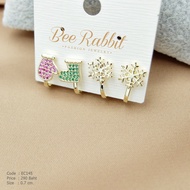 Clip-On Earrings Snowflake Set And cz Diamond-Studded Socks Gold Frame-EC145