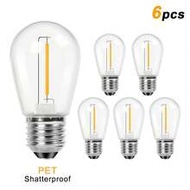 6PCS S14 Plastic Led Light Bulbs 1W 2W 220V Shatterproof Waterproof E27 Medium Base Vintage String L