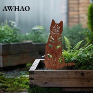 [AWHAO] Yard Stake, Yard Sign, Kitten Silhouette Statue, Lawn Decoration, Rustic Design,