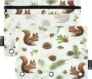 RPLIFE Brown Squirrels Large Storage Pouches with Clear Window, 2Pack Crayon Pouch Kids Kids School 