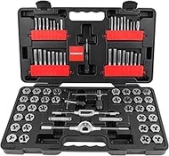 TOMMARS 75-Pc Tap and Die Set, SAE & Metric Hex Thread Taps Dies Wrench Metric Sizes M3 to M12 & Sta