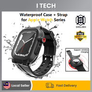 I TECH SHELLBOX IP68 Waterproof Silicone Sport Band Strap with Sport Protective Case for iWatch 9 8 