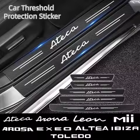 Carbon Fiber Car Door Threshold Sticker Car Trunk Protective Strip For Seat Leon 5f Ibiza 6l 6j Leon