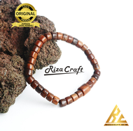 Gelang Tasbih Kayu Kokkah Kokka Kaukah ASLI Arab Turki Mekah Ori Original motif Kotak Marjan Coklat