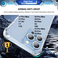 SG Clear Shockproof Back Casing Case iPhone 17 Pro Max Air 15 Plus 16+ 16 Pro Max Transparent Square