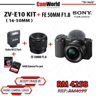SONY ZV-E10 KIT + FE 50mm F1.8 (16-50mm) SONY MALAYSIA