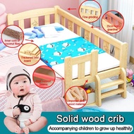 （Fast shipment）Baby Cot Katil Baby Katil Budak Baby Bed Frame Kids Bed Frame Katil Kanak Katil Baby Murah Children Bed With Guardrail And Ladder Solid Wood