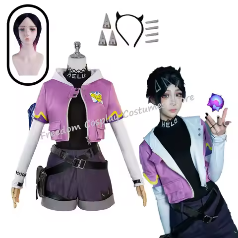 Game Valorant Clove Cosplay Costume wig High Quality Purple Jacket Full Set Uniform immortal Outfit 