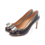 【二手】 Salvatore Ferragamo Ferragamo VaraRIBON黑色皮革女鞋，二手