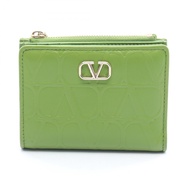[二手，A級] Valentino 雙折錢包，Toile Iconograph，蘋果綠皮革，V Logo，小錢包，女士。