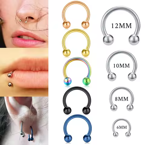 1PC Stainless Steel Nose Ring 12G 14G 16G 20G Nose Piercings Helix Ear Piercing Women Men Septum Rin