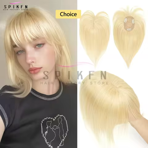 8x12cm Blonde Topper Hair Piece Center Part Hair Bangs Add Volume 8"-14" Human Hair Inject Hair Top 
