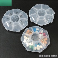 [Portable Small Pill Box] Round Seven-Grid Pill Box with Blind Art Old Man Plastic Pill Box Portable