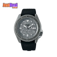 Seiko 5 Sports Superman SRPE79K1 Vintage Automatic 100M Silvery Grey Dial Black Calfskin Topped Silicone Strap Men Watch