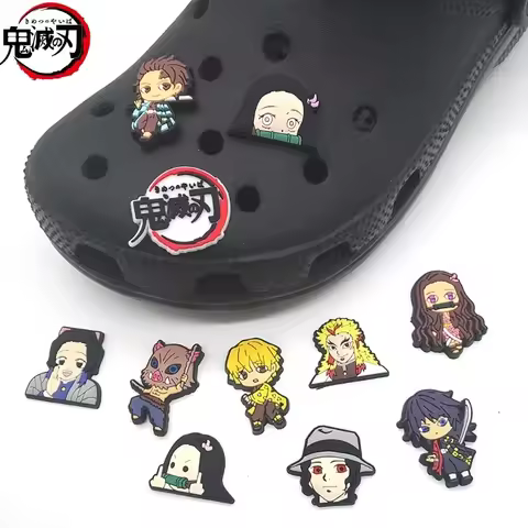 11Pcs Demon Slayer Collection Charms DIY Decorations Accessories Decorations Sandal Decorate for Cro