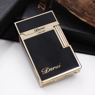 (Chính Hãng) Bật Lửa Gas Đá Derui Nguyên Khối Màu Đen Viền Vàng ( Tặng Kèm Thẻ Bài Đa Năng - Có Hộp