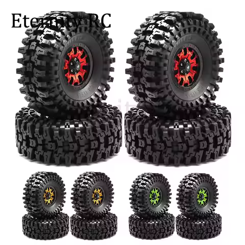 4-Pack 120mm Metal Beadlock Wheel Rim Set Rubber Tires for 1/10 RC Crawler Traxxas TRX4 RC4WD D90 Ax