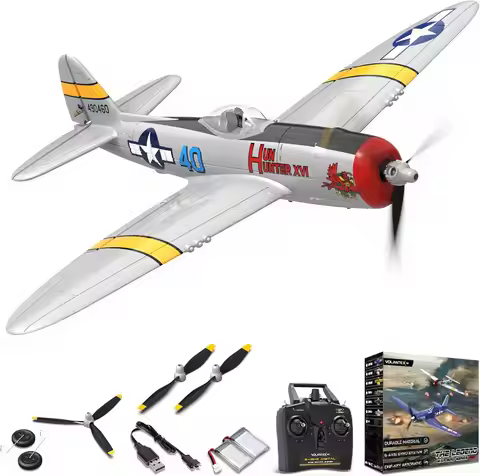 4CH WWII Warbird P-47 Thunderbolt RC Plane for Beginners, 2.4Ghz Remote Control Airplane with Ailero