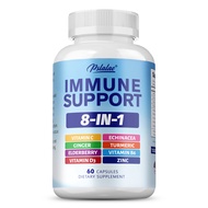 Thực phẩm bổ sung hỗ trợ miễn dịch 8 trong 1 với Echinacea Vitamin C Kẽm 50mg Vitamin D 5000 IU Curc