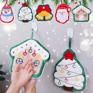 Christmas Coral Fleece Towel - Cartoon Santa Claus Bell Shape Towel - Xmas Dolls Wipe Hand Towel - X