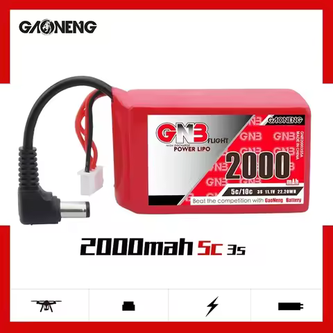 GAONENG GNB 2000mAh 3S 11.1V 5C Lipo Battery With DC5.5 Connector For Fat Shark HDO2 & DJI Goggles R