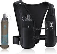 UTOBEST Running Vest for Women Men with 500ml/17oz Soft Water Bottle and LED Safety Light, 5L Phone 