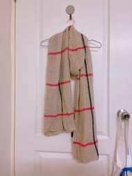 杏色大格子線條設計暖暖圍巾