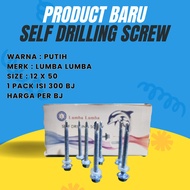 Baut roofing SELF Drilling Screw 12 x 50 5 cm lumba Putih Galvalum