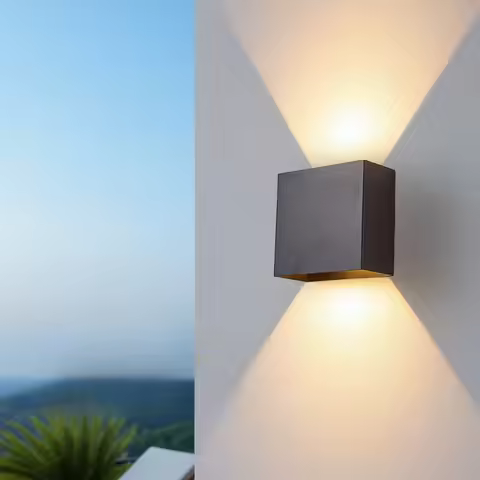 Square Up and Down Outdoor Wall Lights 7W Modern Black Exterior Light LED Porch Lights for House Por