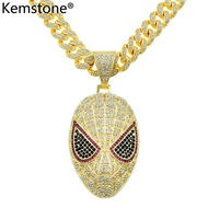 Kemstone ฮิปฮอป Zircon ชุบทองเงินสร้อยคอพร้อมจี้เครื่องประดับสำหรับผู้ชายสำหรับผู้ชาย