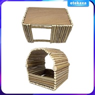 [Etekaxa] Wooden Hamster Hideout Small Animal Hideout Cage Toy Guinea Pig House for Rat Gerbil Hedgehog