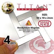 Cuboid Neodymium Magnets – 50 x 10 x 2mm, Grade N42 4pcs/pack Souvenirs Fridge Magnet Replacements