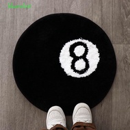 BLUEVELVET 8 Ball Carpet, Plush Round 8 Ball Rug, Creative Soft Black Anti-slip 8 Ball Mat Hoom Deco
