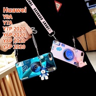 Case For Huawei Y9A Y7A Huawei Y7P 2020 Huawei Y6P 2020 Huawei Y8P 2020 Huawei Y5P 2020 Retro Camera lanyard Sling Casing Grip Stand Holder Silicon Phone Case Cover With Cute Doll