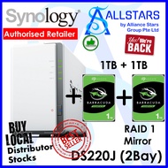 Synology DS220J + (Seagate Barracuda 1TB x2) 2Bay Diskstation NAS (Diskless) (Realtek Quad Core 1.4GHz / 512MB DDR4)