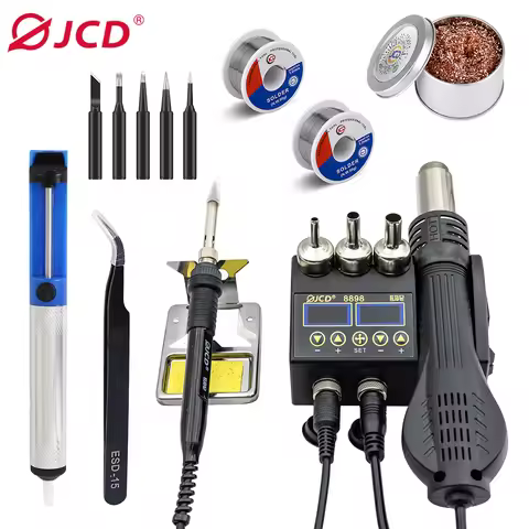 JCD 8898 Soldering station 220V 110V 750W Adjustable temperature Welding Rework Station Heat gun For