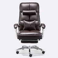 Home Boss Chair Office Chair Ergonomic Lift Chair Reclining Real Cow Computer Chair Swivel Chair(Color:Brown with footrest Cowhide) interesting