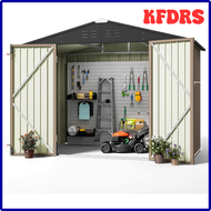 KFDRS Metal Outdoor Storage Shed 8FT x 6FT Steel Utility Tool Shed Storage House with Door & Lock Me
