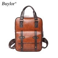 Buylor Women Backpack Retro PU Leather Student School Bag Waterproof Anti-Theft Large Capacity Laptop Travel Backpack