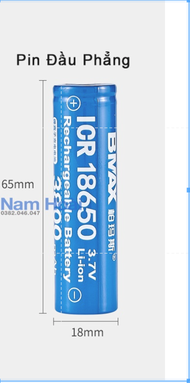 Pin BMAX 18650 3.7V Li-ion Đầu LồiĐầu Bằng Chính Hãng BMAX