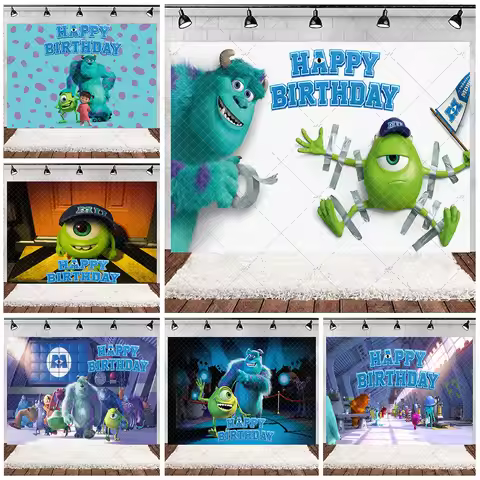 Disney Monster Inc Photo Backdrop Monsters University Birthday Party Decoration Cartoon Photography 