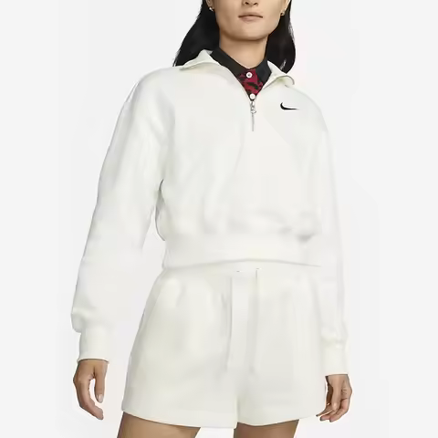 Nike Official Genuine 2023 New Women's Fleece Half Zip Short Hoodie DQ5768-133