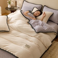 cod Winter Milk Velvet Quilt Duvet Cover Bedding Thicken Bed Quilt Double Bed Cover Queen King Comf