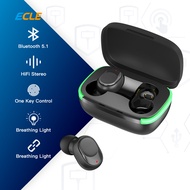 ECLE TWS Headset Bluetooth Super Bass Original  Pro Headset Bluetooth Hi-Fi Stereo Waterproof Earphone Gaming Super Bass with Smart LED Lamp