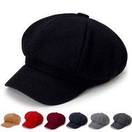 Beret cap woman Painter's beret Korean Soft and comfortable octagonal hat black fashion hat Vintage 