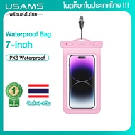 (ในสต็อกในประเทศไทย) USAMS Phone Bag Case 7 inch Waterproof Case Bag Phone Pouch Sensitive Touch High Clear View For iphone 14 plus/14 pro/14 pro max/iphoneX X For Samsung Note 9 S9 S8 Phone Case