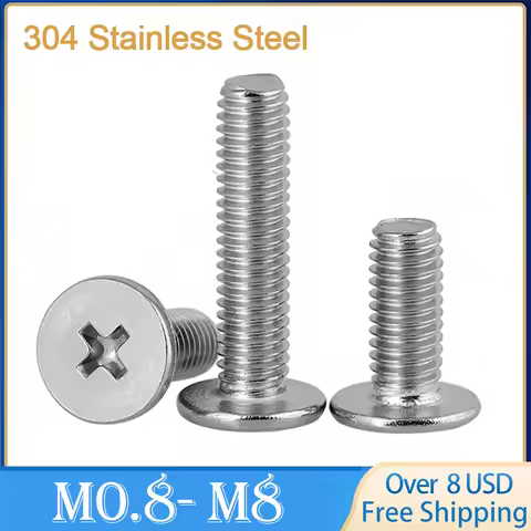 304 Stainless Steel Cross Phillips CM Ultra Thin Super Low Flat Wafer Head Screw Bolt M0.8 M1.2 M1.4